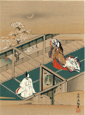 No16 源氏物語 花宴ー土佐光起木版画Mituoki Tosa Woodcut- | 芸艸堂